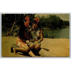Postcard Panama Darien Indians Women Crossroads of the World c1950s Flowers VTG